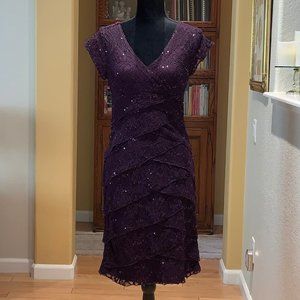 Purple Sequined Evening Dress, size 8